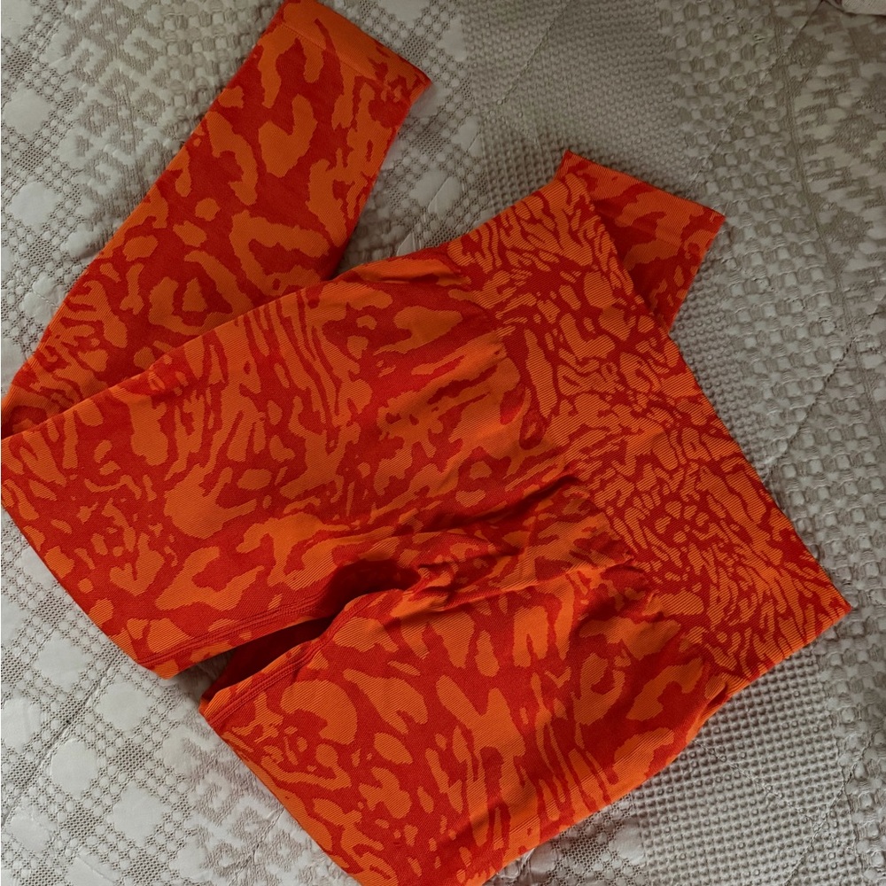 Vibrant Orange Patterned Women's Pants